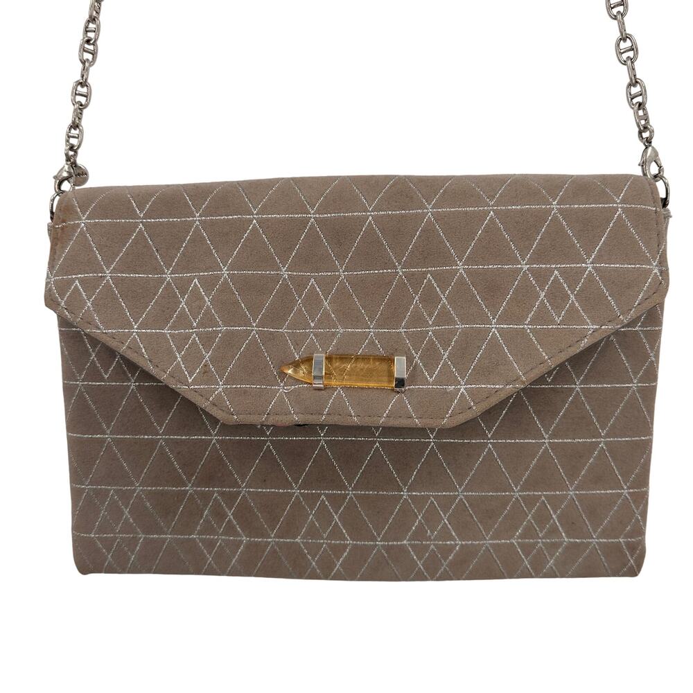 Stella & Dot Always By Your Side Geometric Grey Crossbody Clutch